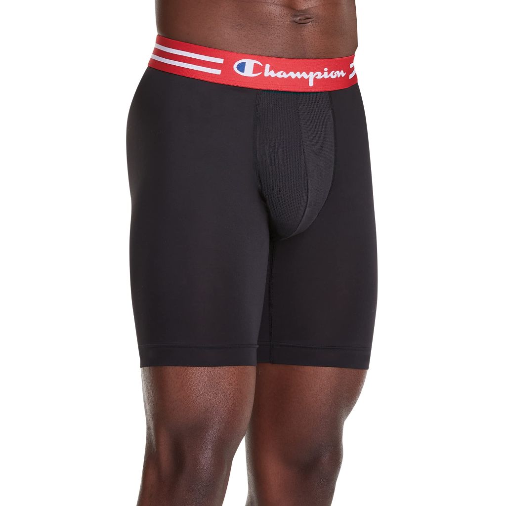 Champion Men's Performance Stretch Boxer Briefs - Black, Size L (3 Pair)