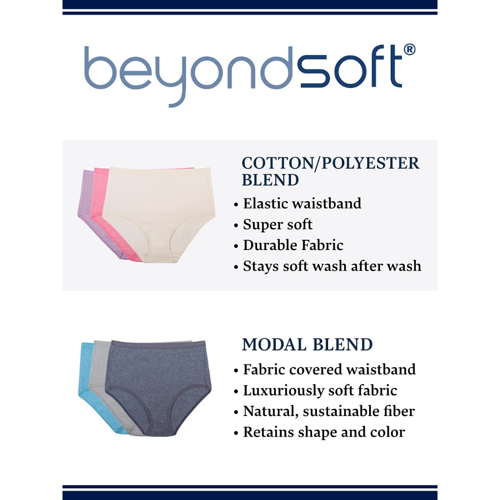 Fruit of the Loom Women's Beyondsoft Hipster Underwear - Assorted Colors, Size 8/XL (6 Pair)