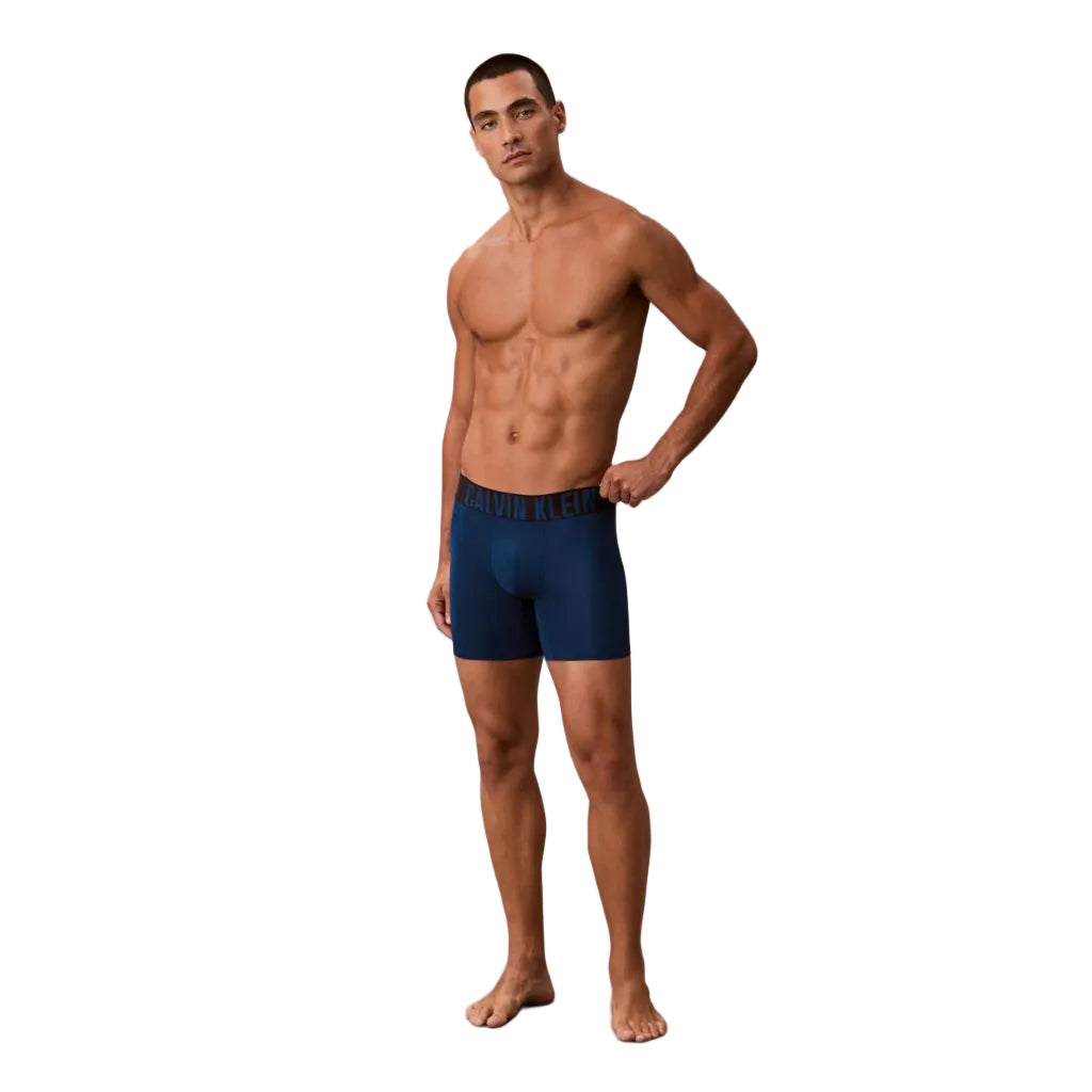 Calvin Klein Men's Intense Power Microfiber Stretch Boxer Briefs - Blue/Black, Size XL (3 Pair)