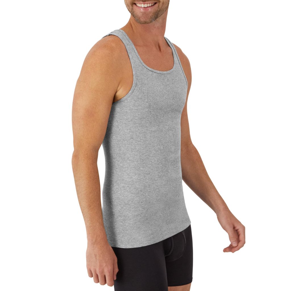 Hanes Men's Cotton Tagless Tank Undershirts - Black/Gray, Size XL (6 Pack)