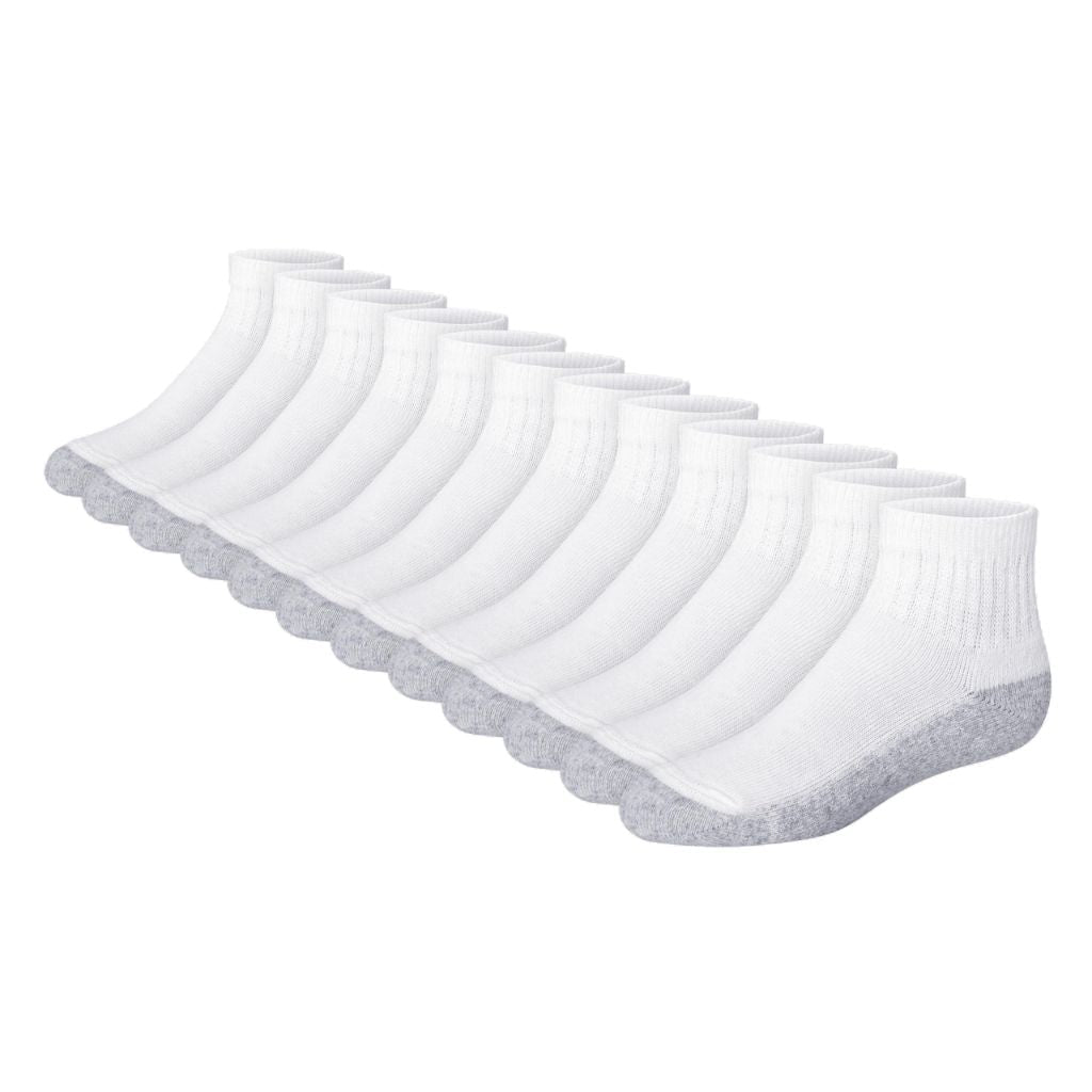 Hanes Boy's Extra Durable Ankle Socks - White, Size S (12 Pair)
