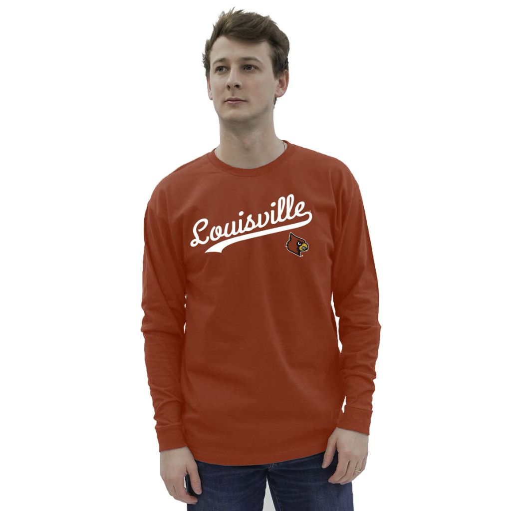 Blue 84 Men's NCAA Long Sleeve T-Shirt - Louisville Cardinals, Red (Small)