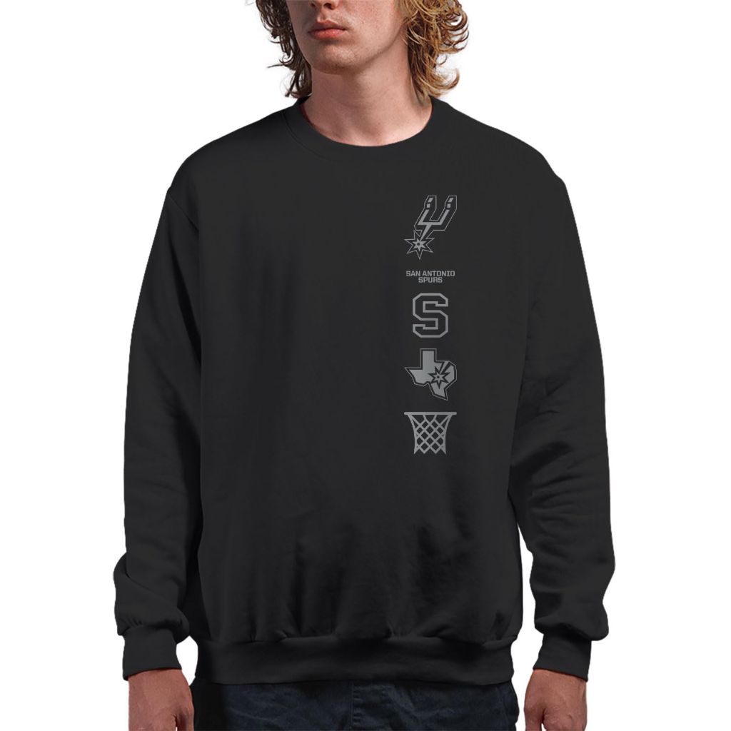 Junk Food Adult's NBA Officially Licensed Pullover Fleece Crew Neck Sweatshirt - San Antonio Spurs, Black (XL)