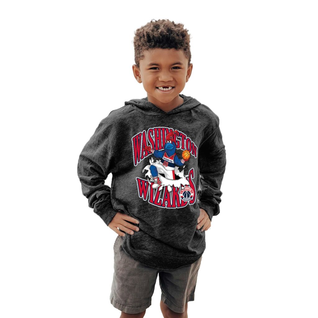 Blue 84 Youth NBA Officially Licensed Hooded Long Sleeve T-Shirt - Washington Wizards, Black (Youth Medium)