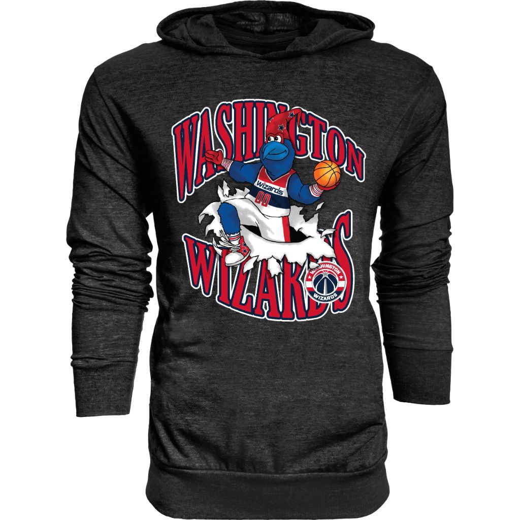 Blue 84 Youth NBA Officially Licensed Hooded Long Sleeve T-Shirt - Washington Wizards, Black (Youth Medium)
