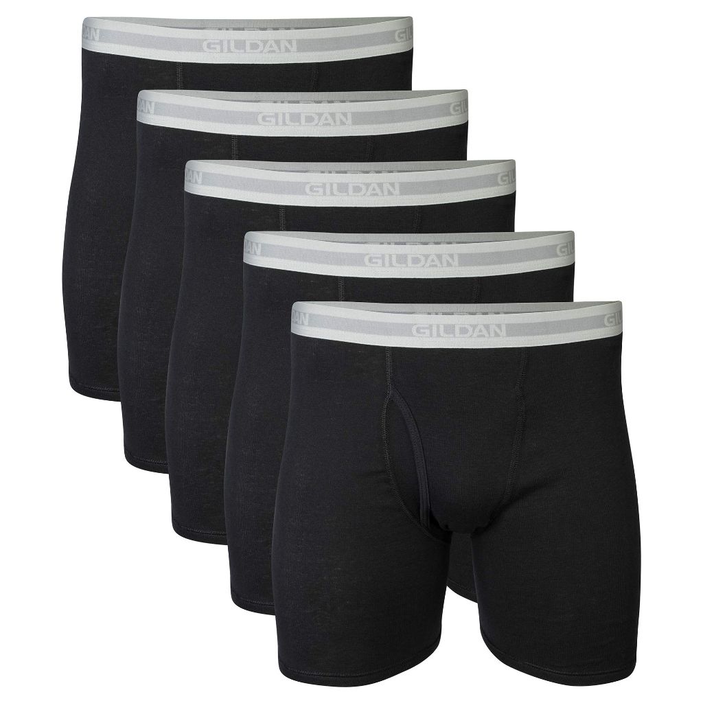 Gildan Men's Tagless Classic Length Boxer Briefs - Black, XL (5 Pair)