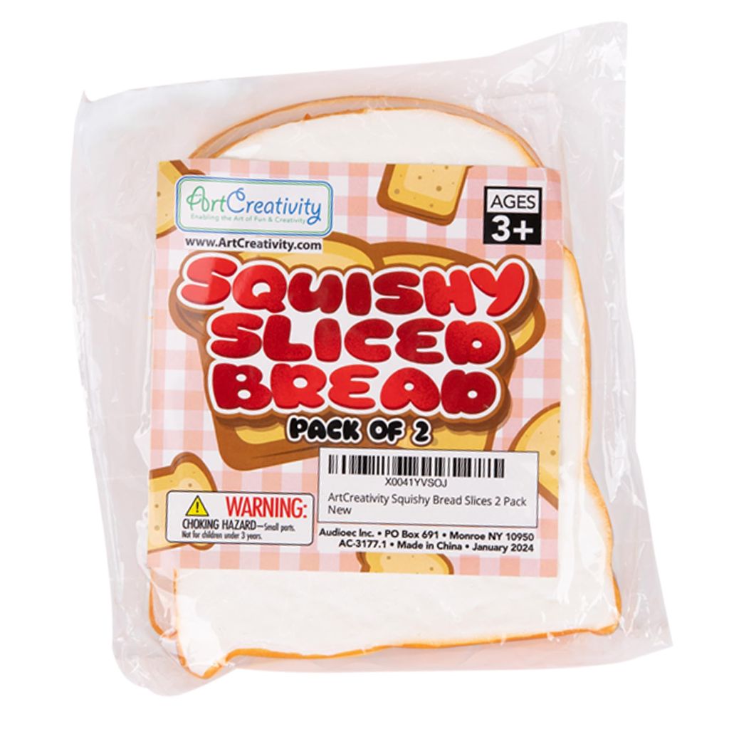 ArtCreativity Sticky Squishy Sliced Bread - 2 PK - Soft Toys for Kids and Adult for Stress and Anxiety