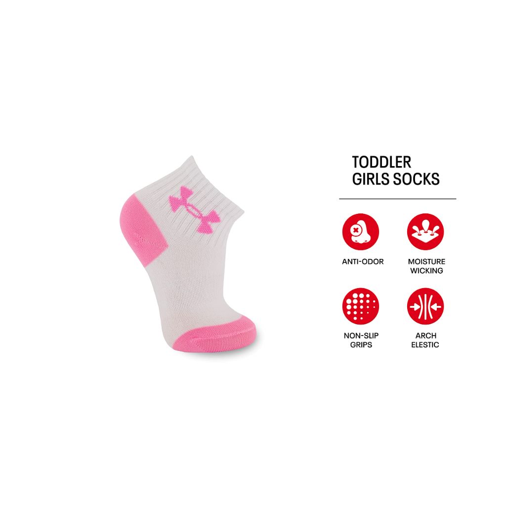Under Armour Girl's Quarter Sock - Lilac/White, Size 4-6 (6 Pair)