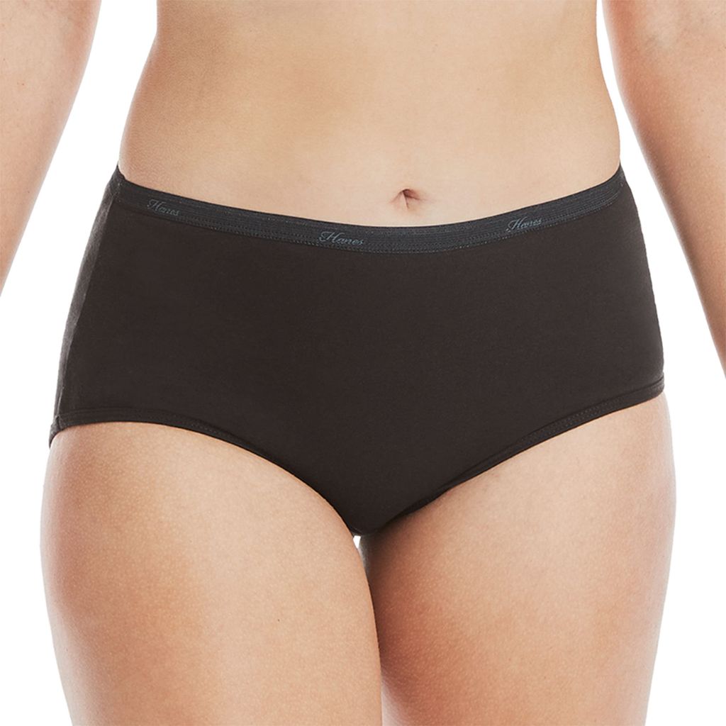 SZ 8, Hanes womens Cotton Brief Underwear, 10 Pack - Brief Black