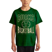 Junk Food x NBA Kid's Short Sleeve T-Shirt - Milwaukee Bucks, Green (Youth Large)