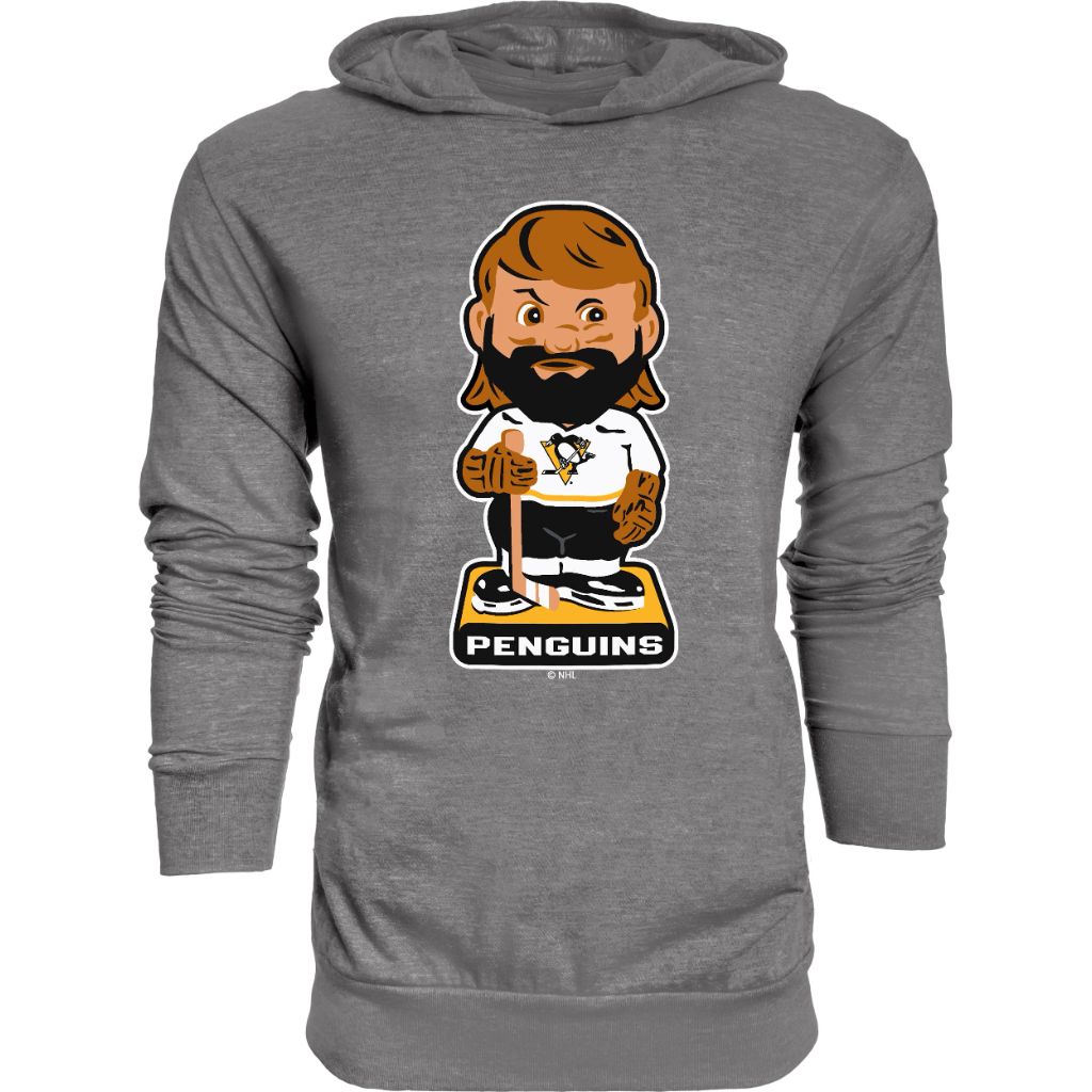 Blue 84 Youth NHL Officially Licensed Tri-Blend Hooded Long Sleeve T-Shirt - Pittsburgh Penguins, Gray (YM)