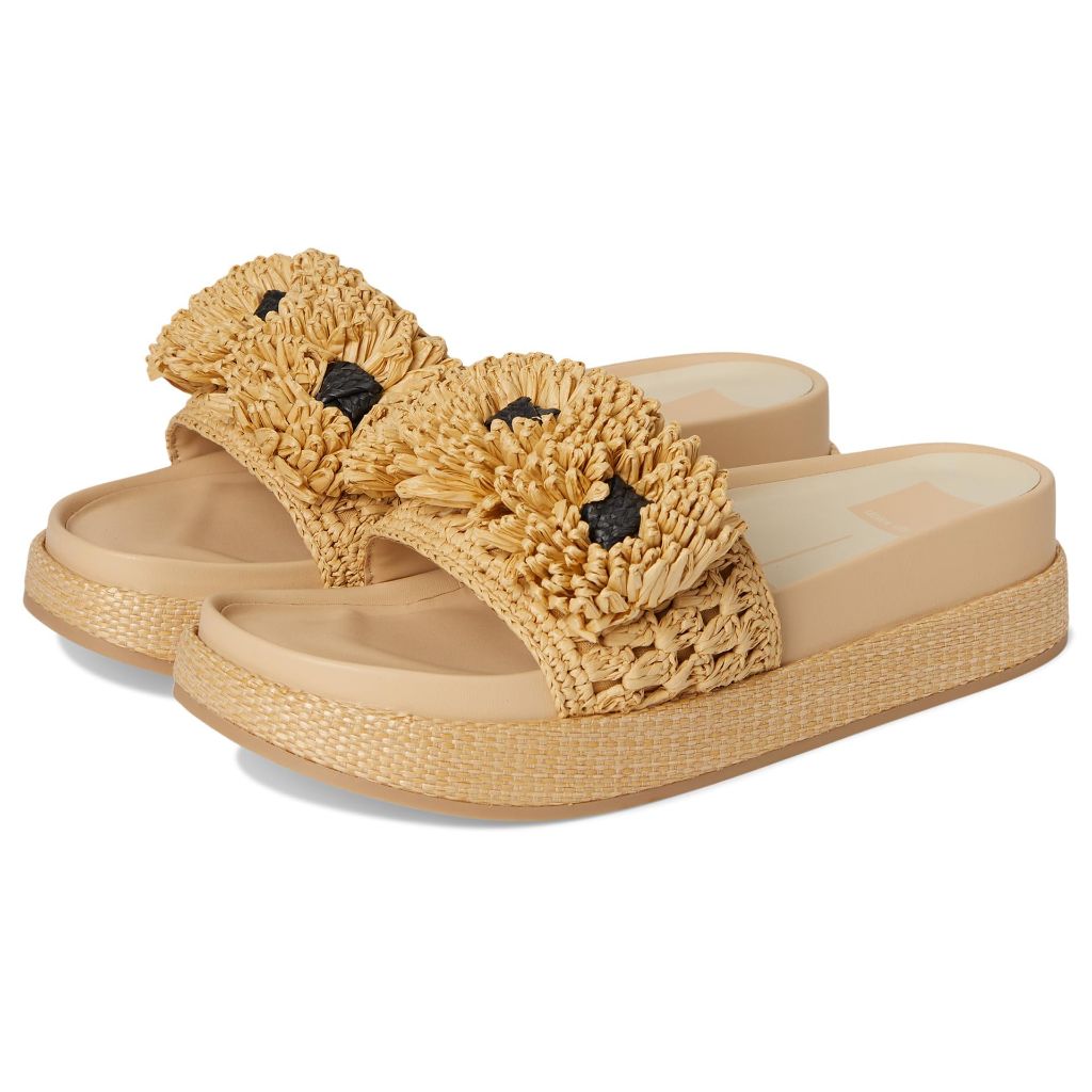 Dolce Vita Women's Sidona Flower Sandals - Light Natural Raffia, Size 7