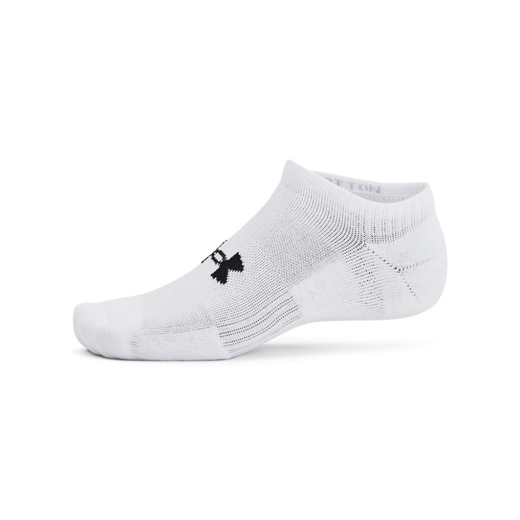 Under Armour Unisex-Adult Training Cotton No Show Socks 6 Pack, (100) White/White/Black, Large