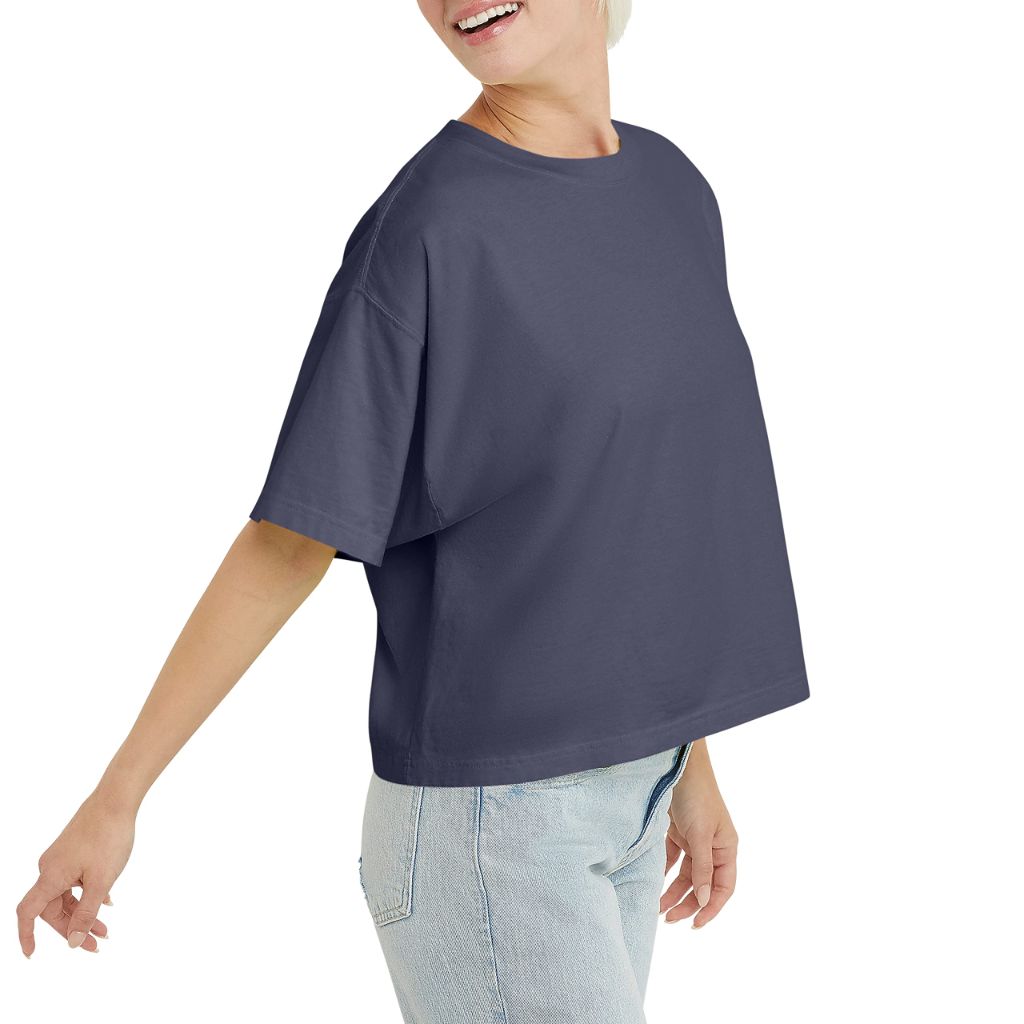 Hanes Women's Garment Dyed Cropped Cotton T-Shirt - Anchor Slate, Size L