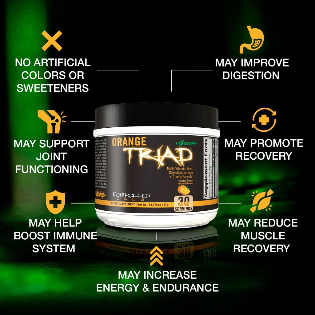 CONTROLLED LABS Orange Triad Plus Greens Powder - 30 Servings