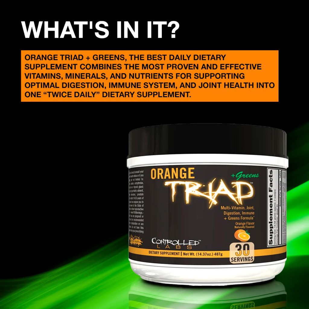 CONTROLLED LABS Orange Triad Plus Greens Powder - 30 Servings