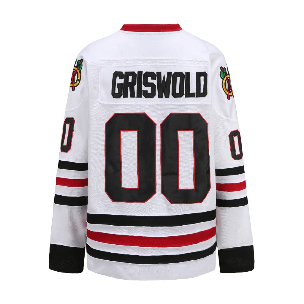 Clark Griswold #00 Hockey Jersey - Chicago Blackhawks, White (Medium)