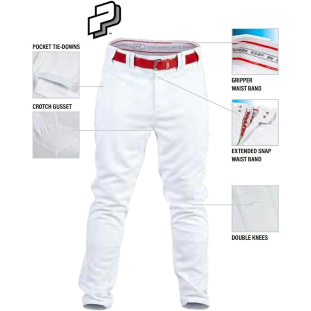 Rawlings Adult Semi-Relaxed Fit PRO 150 Series Baseball Pants - White, Size 2XL