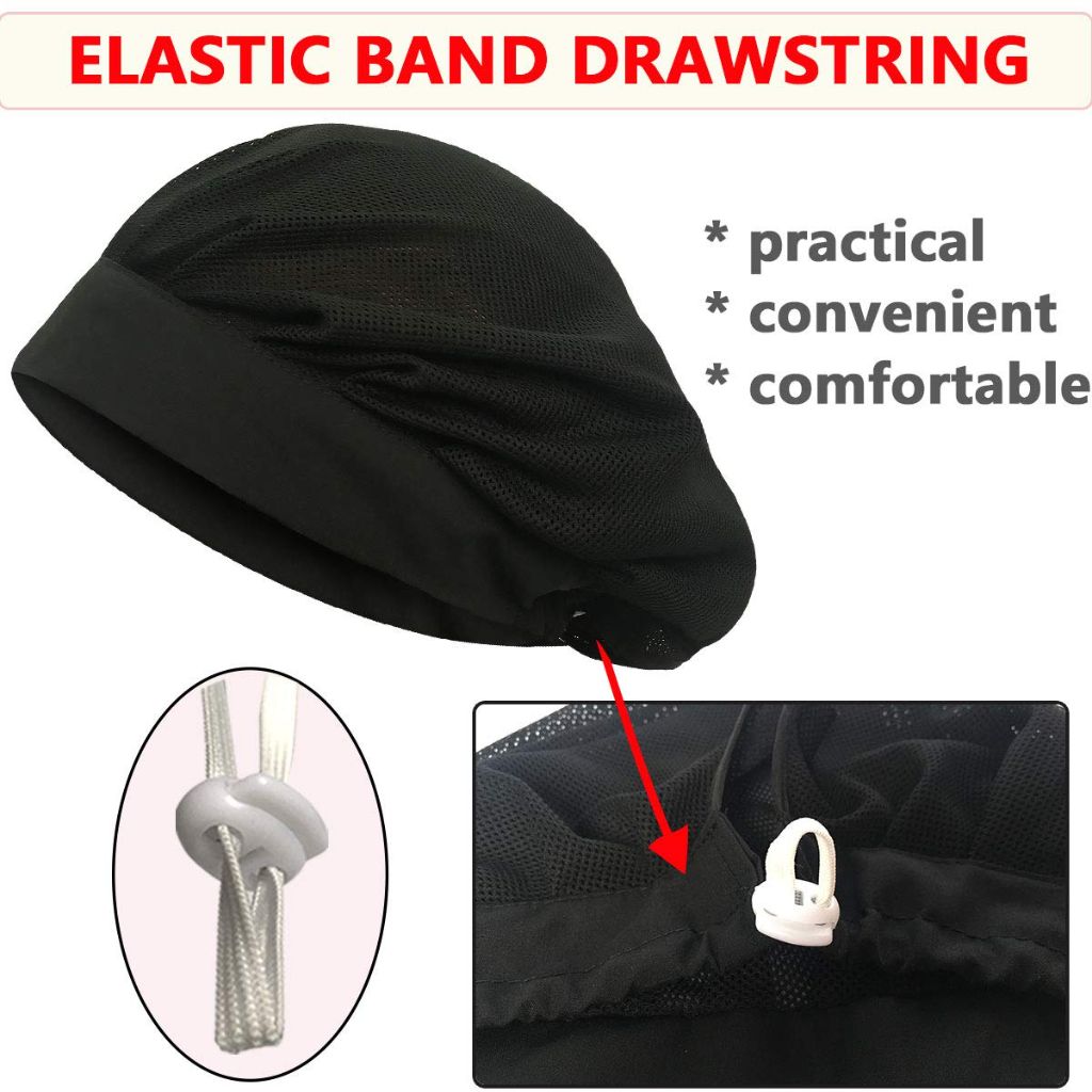 Women's Chef/Kitchen Cap - Black, 8 Pack