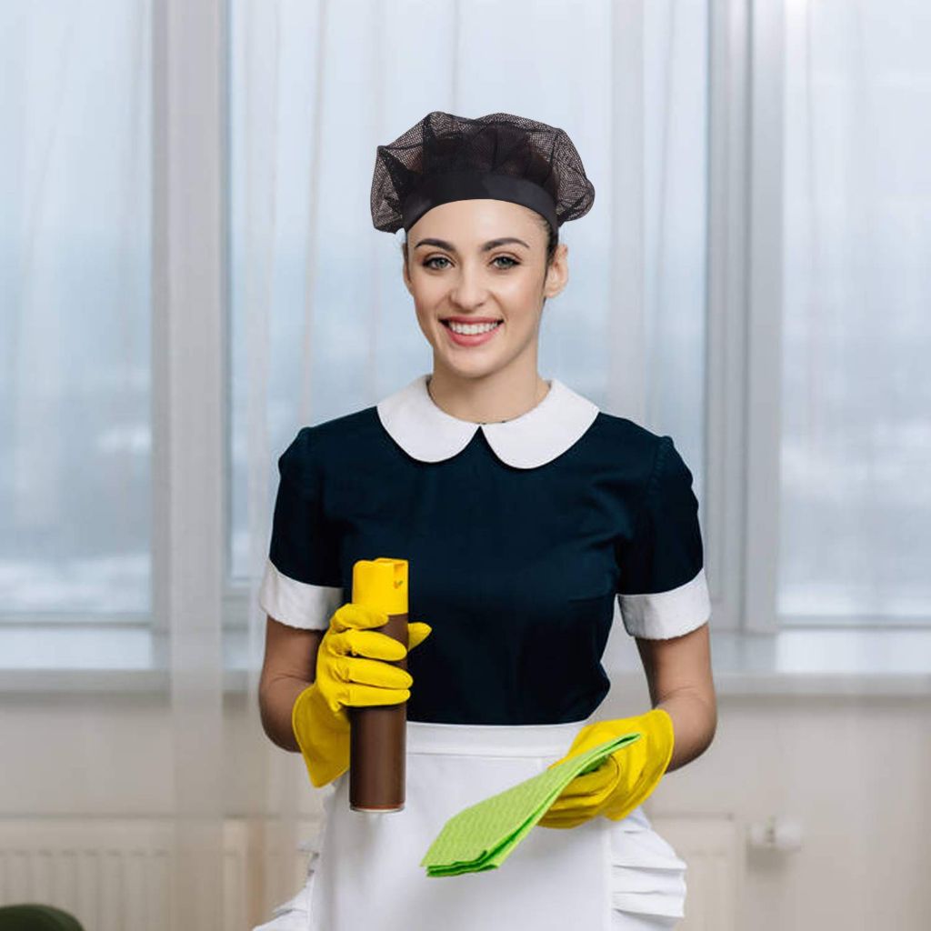 Women's Chef/Kitchen Cap - Black, 8 Pack