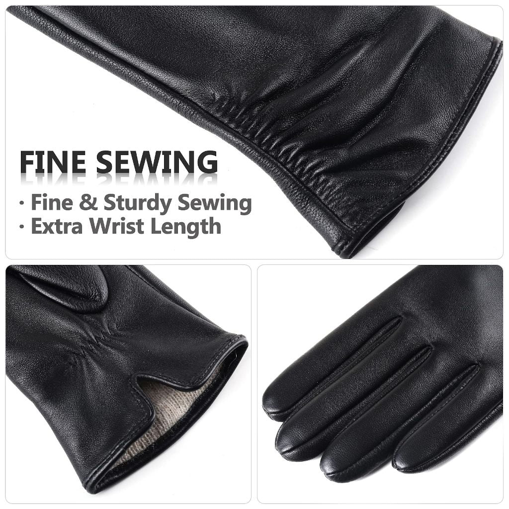 Dsane Women's Leather Winter Gloves - Black, Size Small