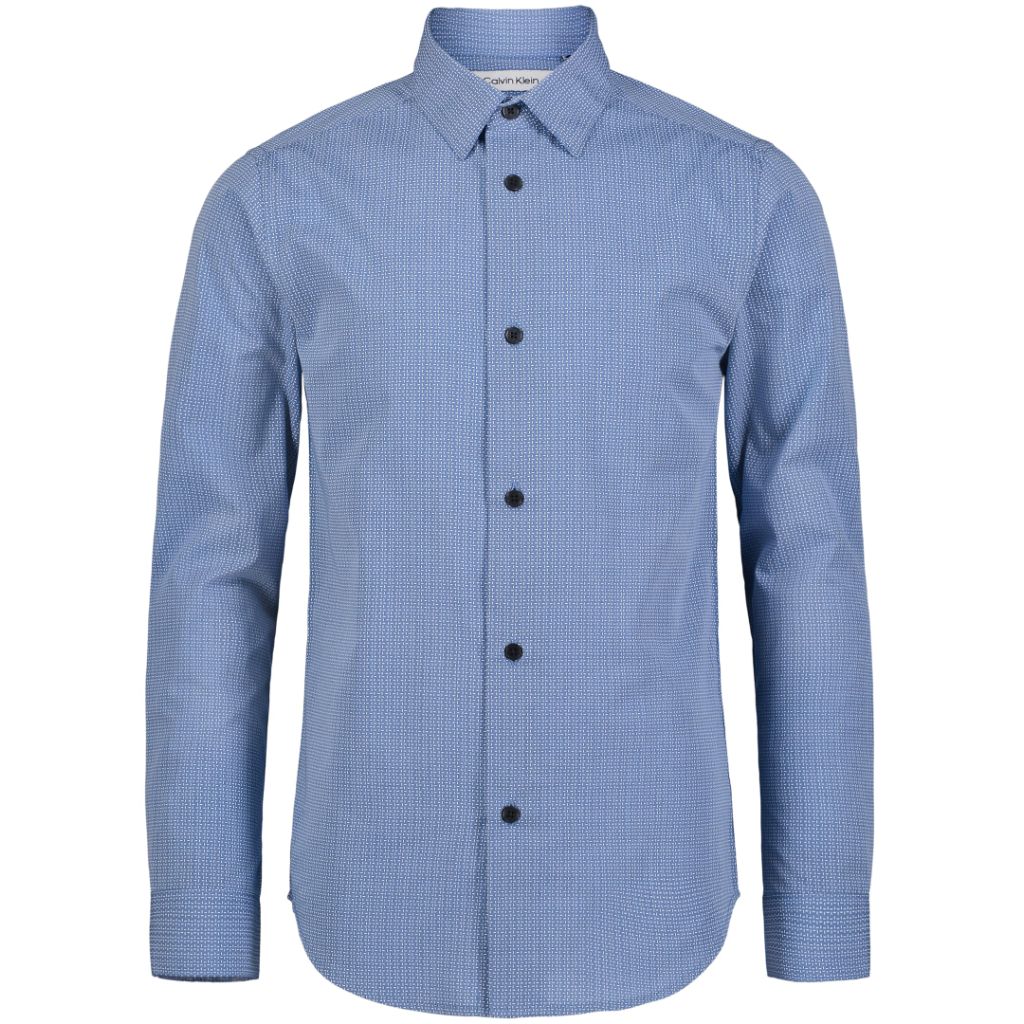 Calvin Klein Boys' Long Sleeve Button-Down Dress Shirt - Blue, Size 18