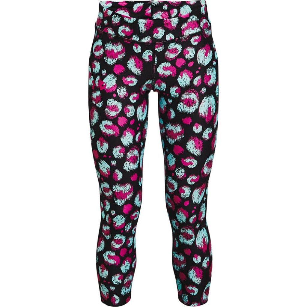 Under Armour Girl's HeatGear Armour Printed Ankle Crop Leggings - Black/Meteor Pink, YS