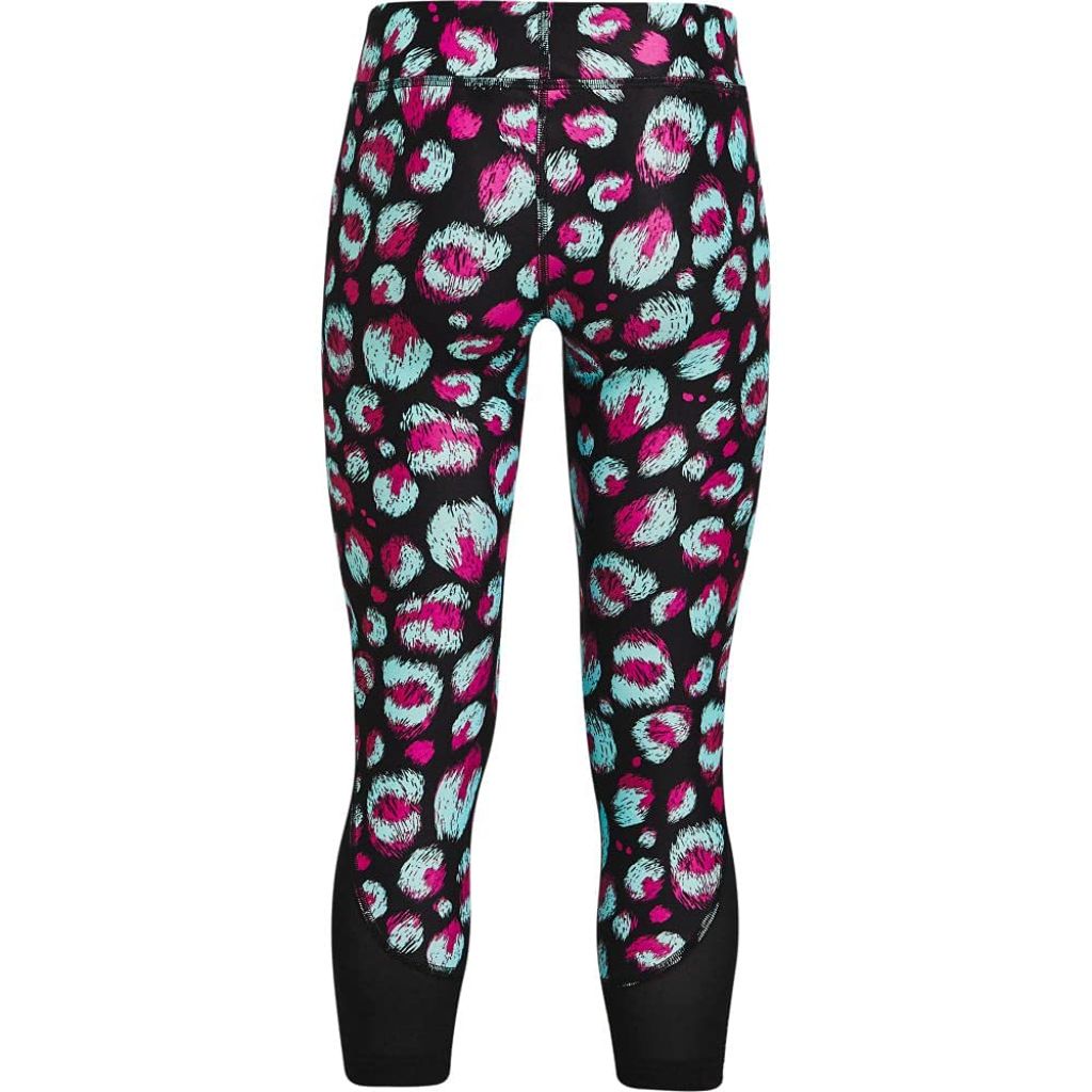 Under Armour Girl's HeatGear Armour Printed Ankle Crop Leggings - Black/Meteor Pink, YS