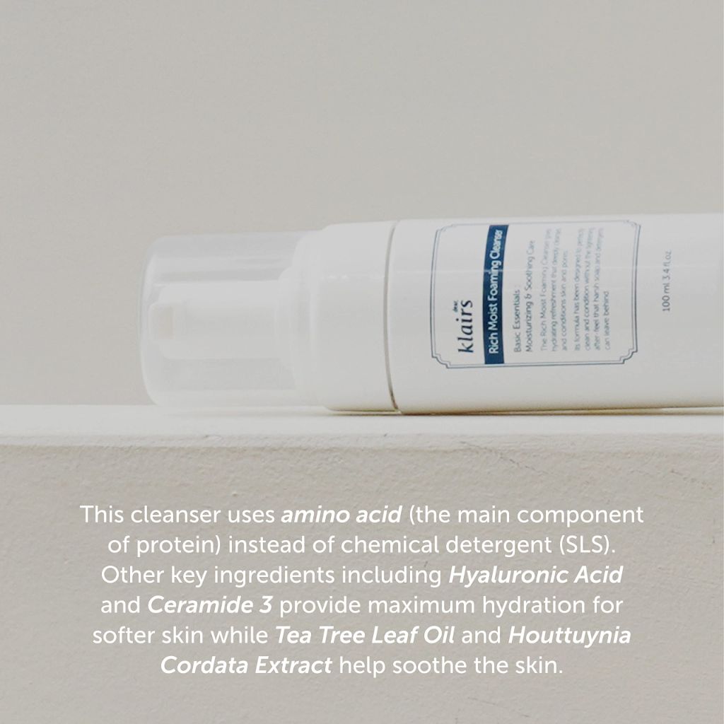 Dear, Klairs K-Beauty Skincare Rich Moist Foaming Cleanser - 3.4 fl. oz.