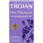 Trojan Her Pleasure Sensations Premium Lubricant Latex Condoms - 12ct