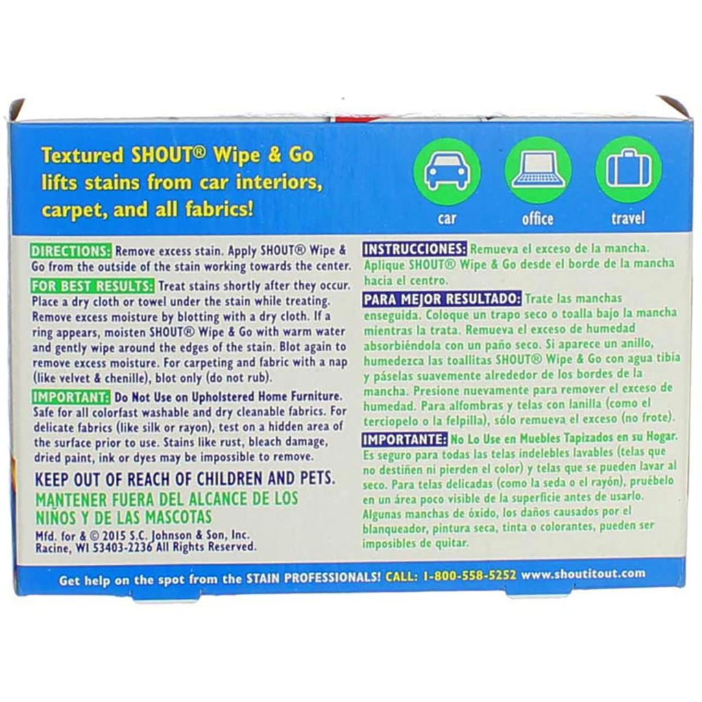 SC Johnson Shout Wipe & Go Instant Stain Remover Wipes - 12ct