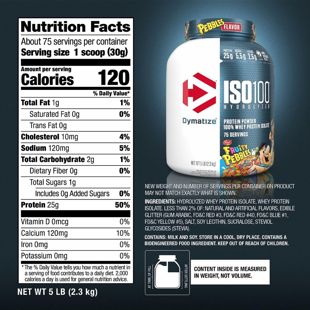 Dymatize ISO100 Hydrolyzed Protein Powder, Fruity Pebbles - 5 lb