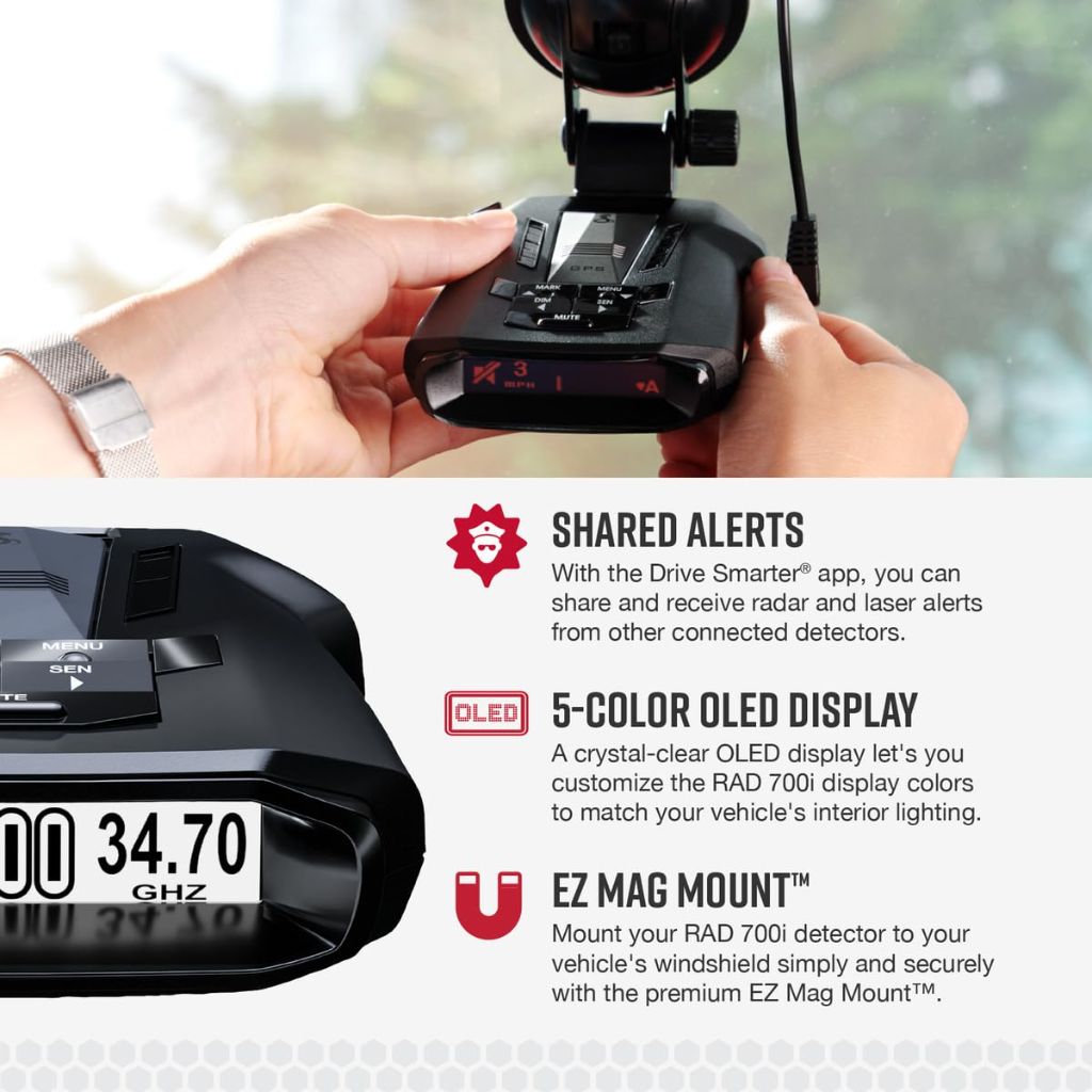 Cobra RAD 700i Laser Radar Detector - Premium Detection Range, AutoLearn Intelligence, Advanced Filtering Software