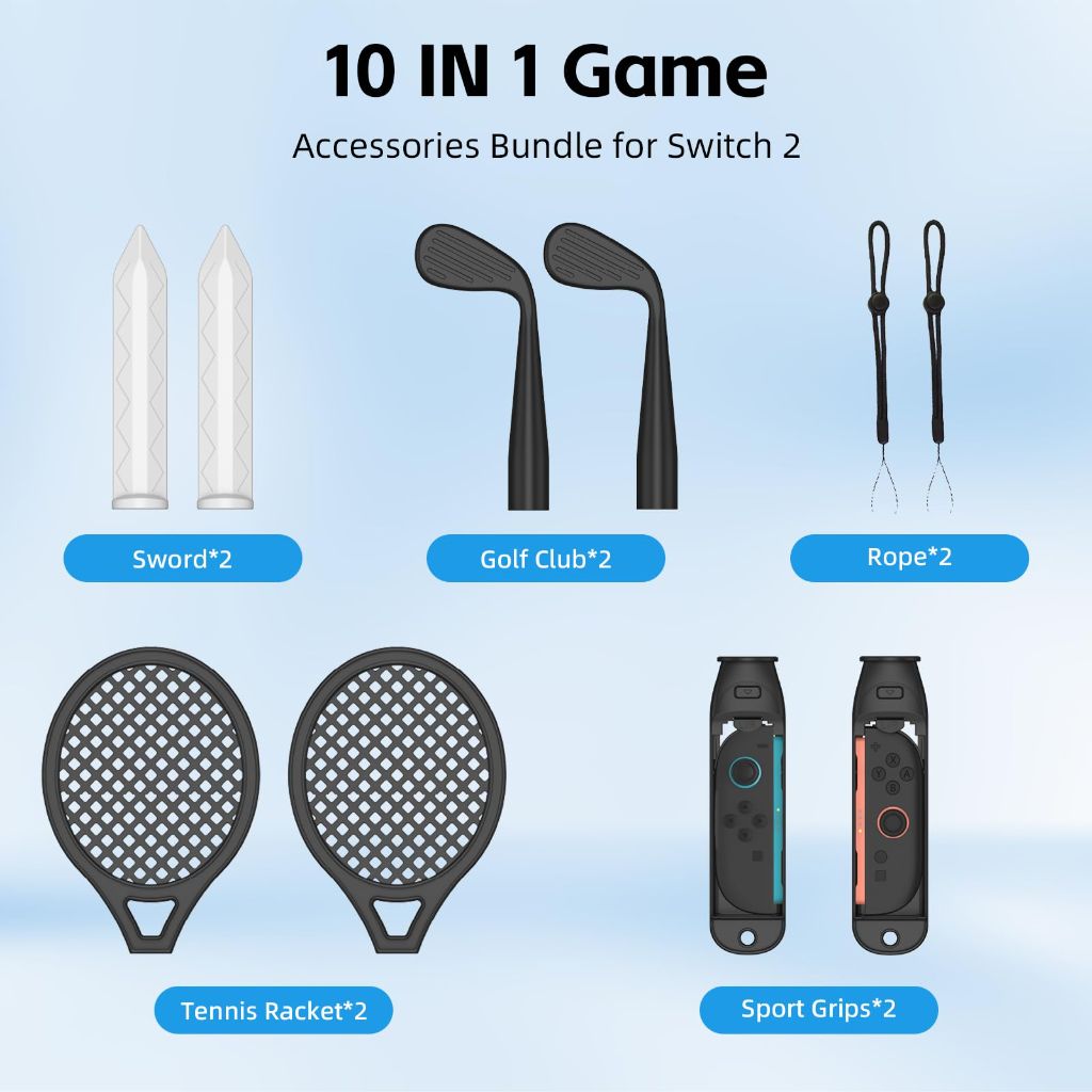 DOYO 10-in-1 Switch 2 Sports Accessories Bundle for Switch 2 Joy-Con  (Black)