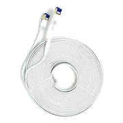QualGear RJ45 Cat 7 Ethernet Patch Cable, 10Gpbs High-Speed Cable, 600MHz, Triple-Shielded, Flat - White, 50ft.