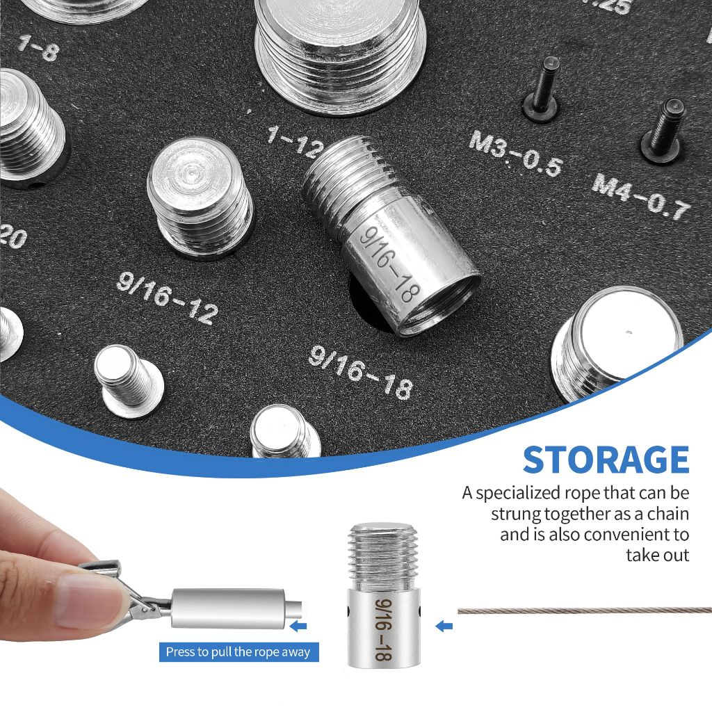 Male/Female Nut and Bolt Thread Gauge, 23" & 21" - 44pcs.
