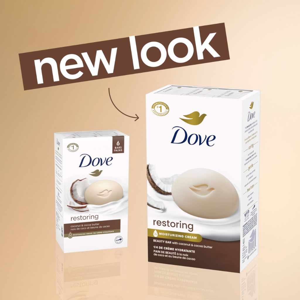 Dove Beauty Bar Restoring Soap - Coconut & Cocoa Butter, 3.75oz (6 Bars)