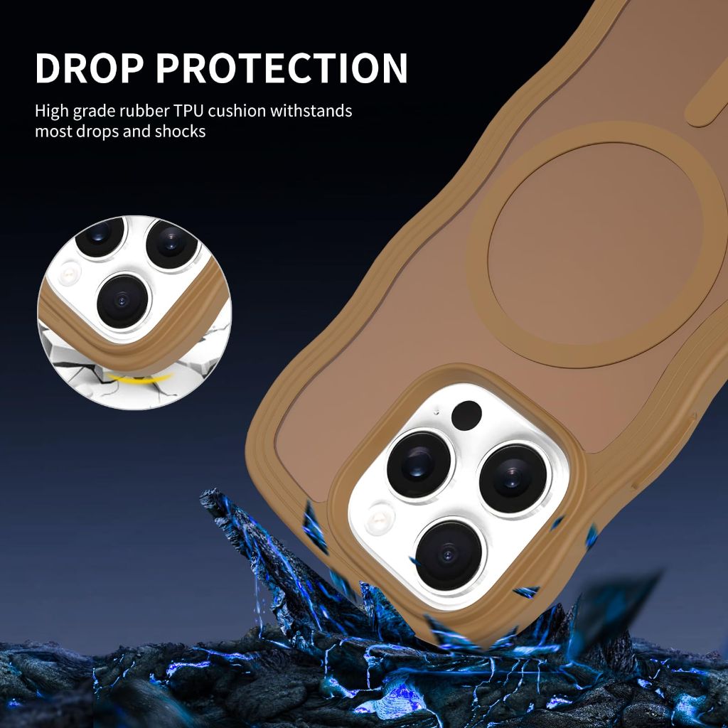 Jockvo Wave Design MagSafe Compatible Case for iPhone 16 Pro - Brown