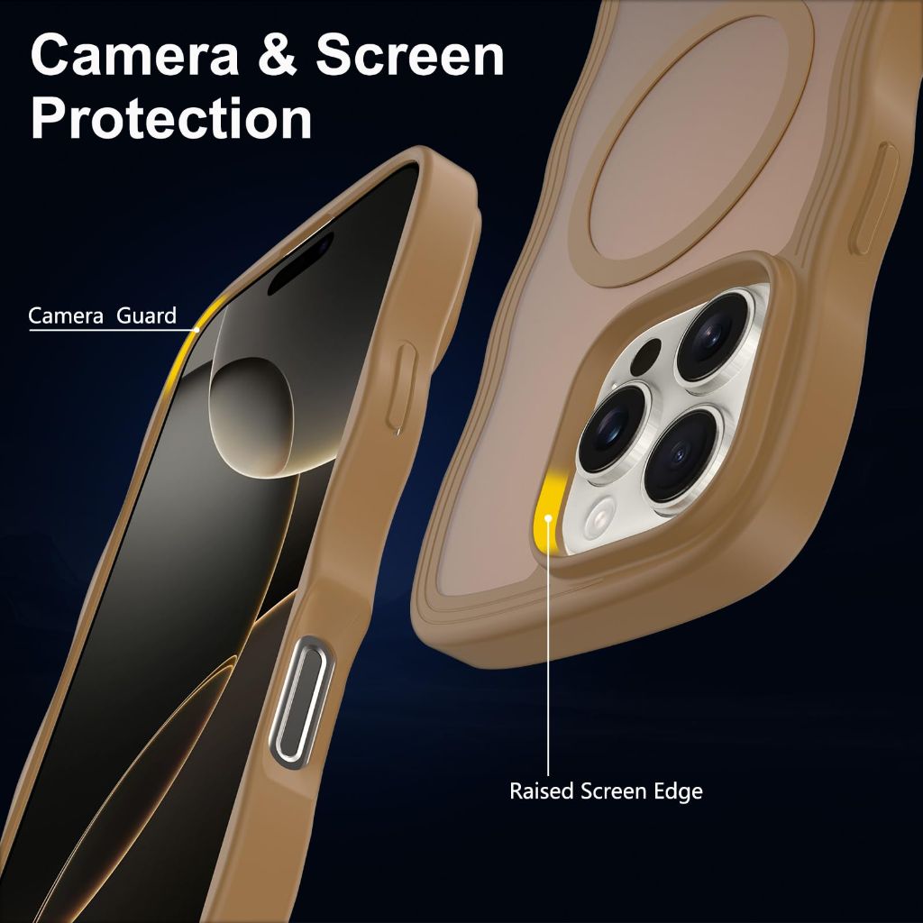 Jockvo Wave Design MagSafe Compatible Case for iPhone 16 Pro - Brown