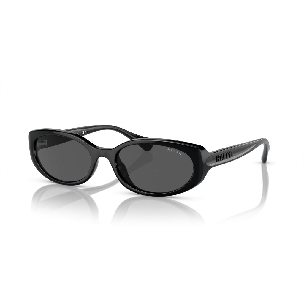 Ralph by Ralph Lauren RA5306U Universal Fit Sunglasses - Shiny Black Frame/Dark Gray Lens, 55mm