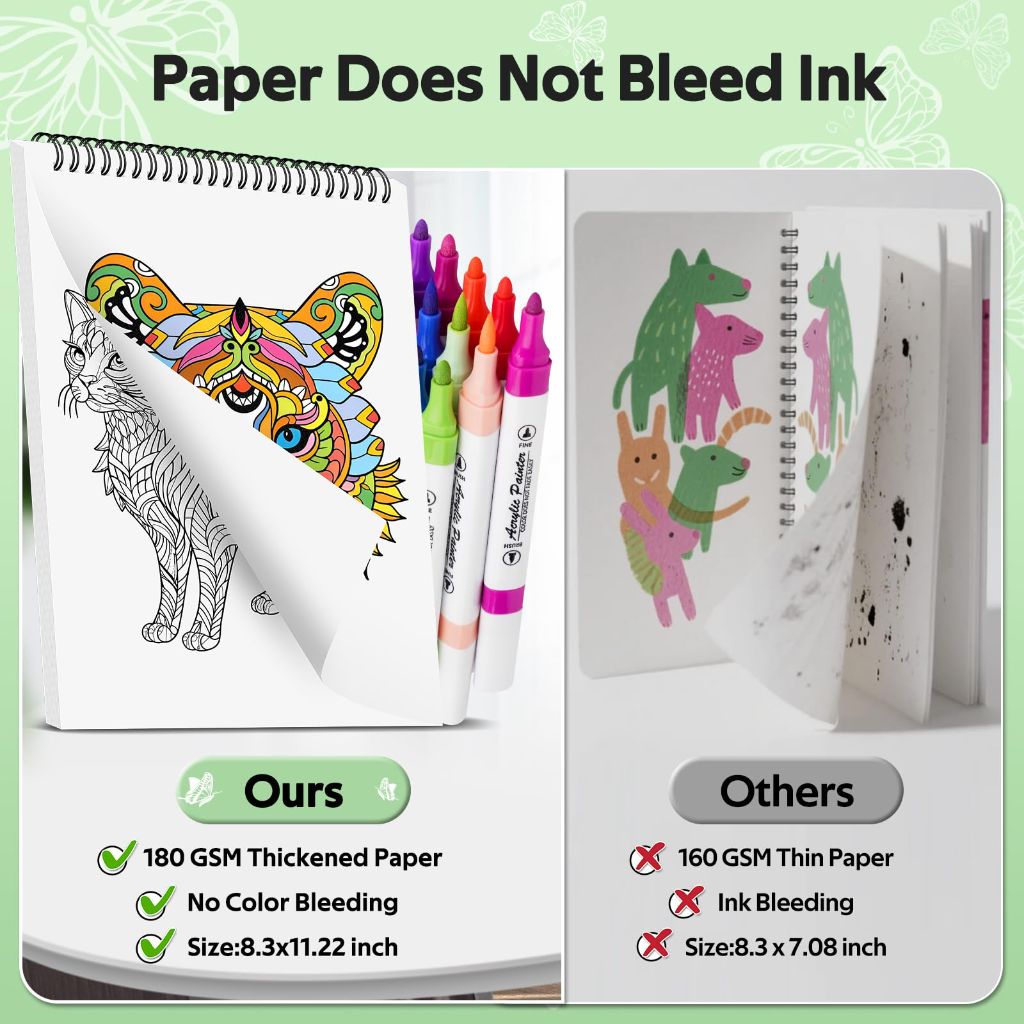Adult Coloring Book Set: 24 Markers with Spiral Bound Coloring Book (Animal)