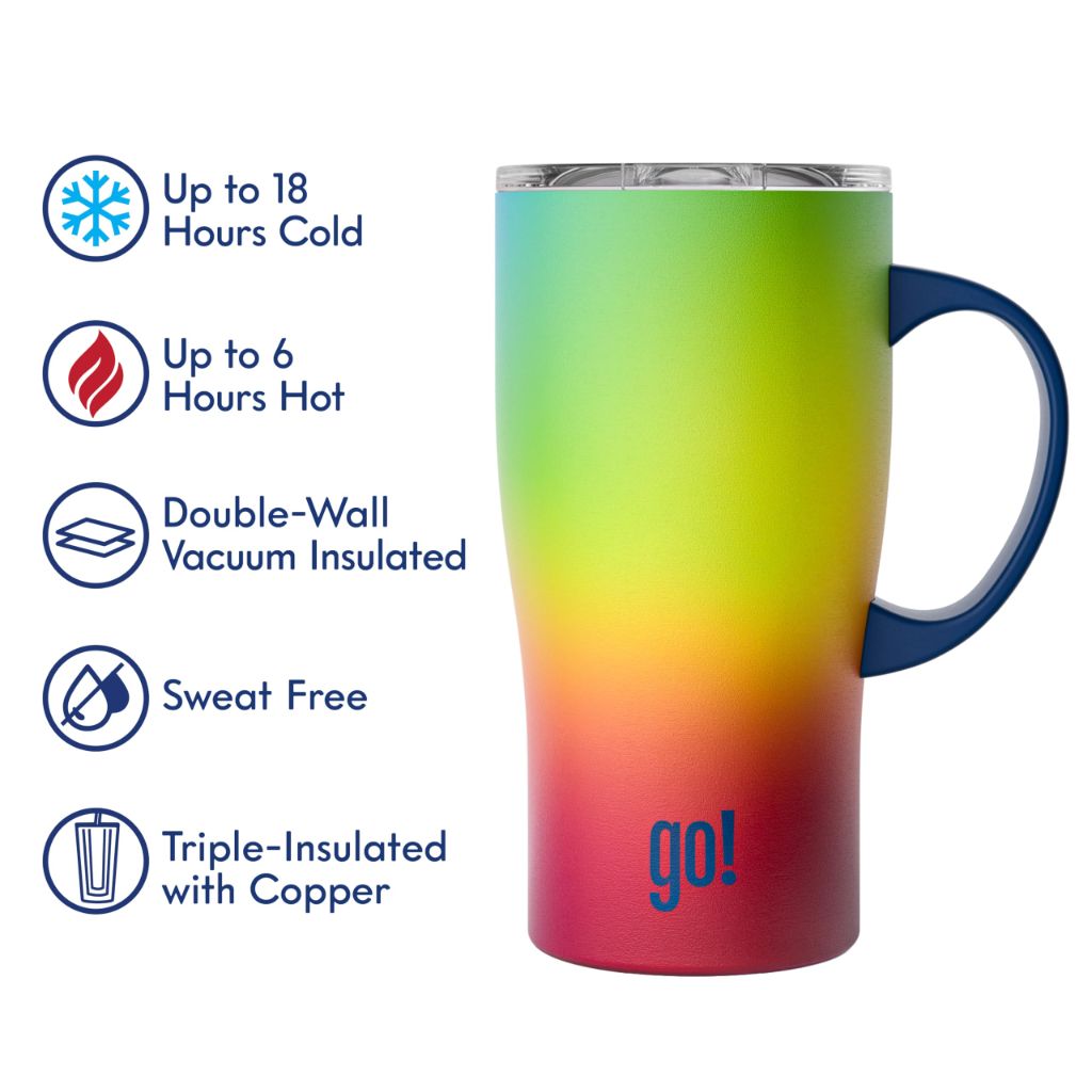 Go! Commuter Stainless Steel Handle Tumbler with Triple Insulation - 20 fl. oz. (Warm Rainbow)