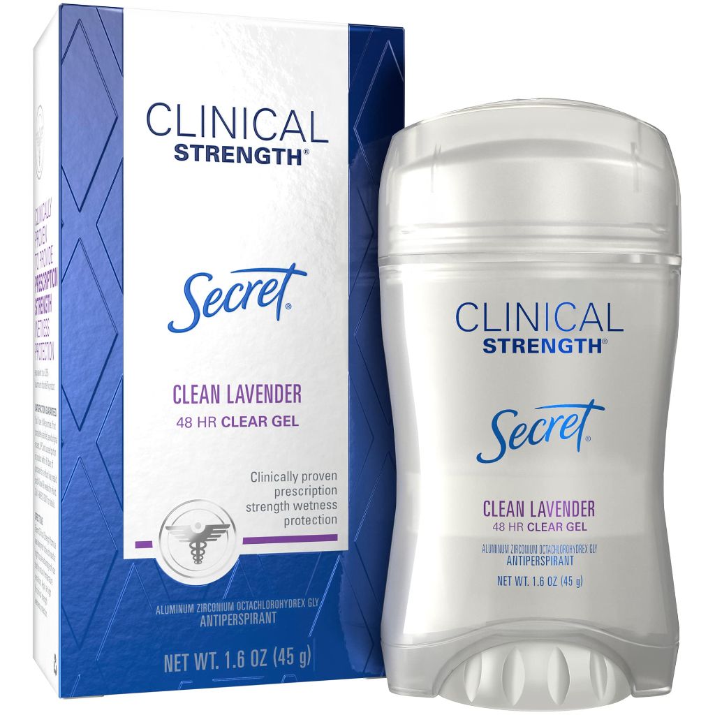 Secret Women's Clinical Strength Clear Gel Antiperspirant & Deodorant - Clean Lavender, 1.6 oz