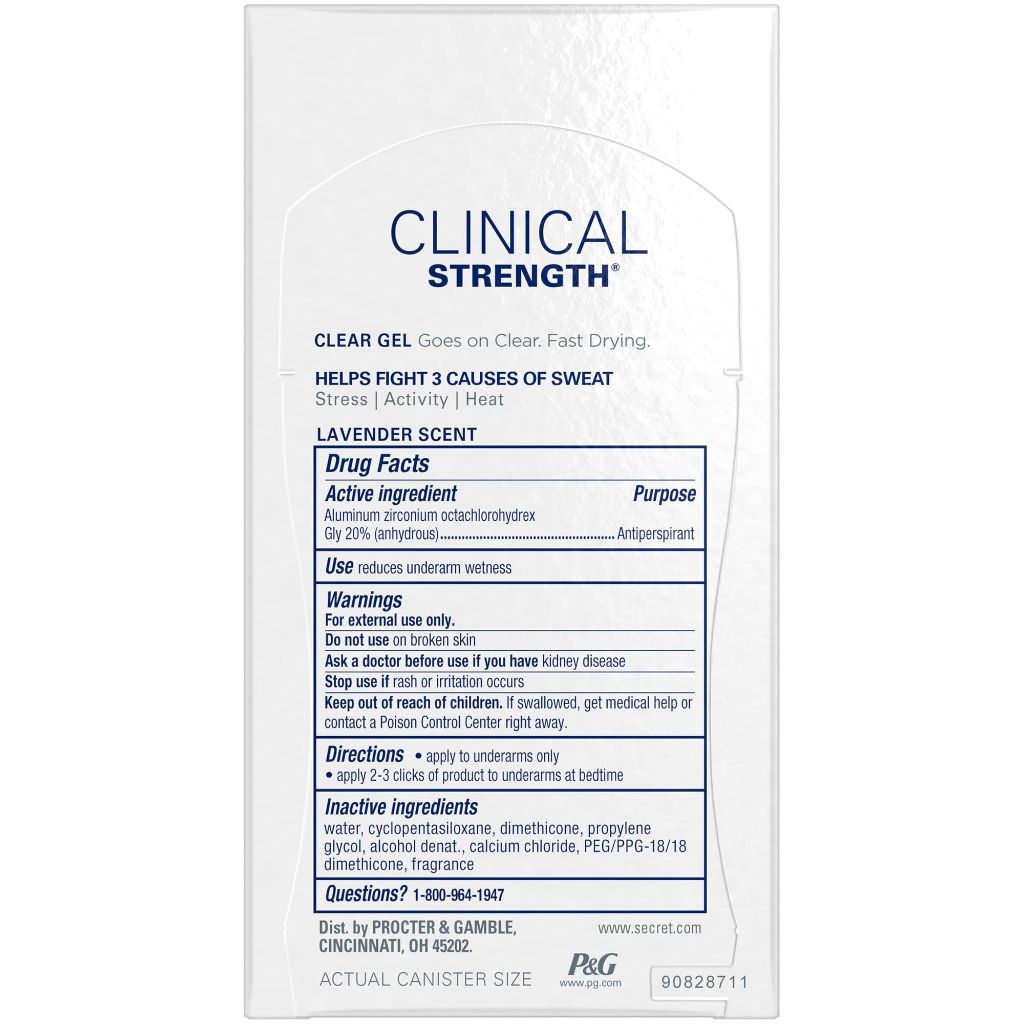Secret Women's Clinical Strength Clear Gel Antiperspirant & Deodorant - Clean Lavender, 1.6 oz