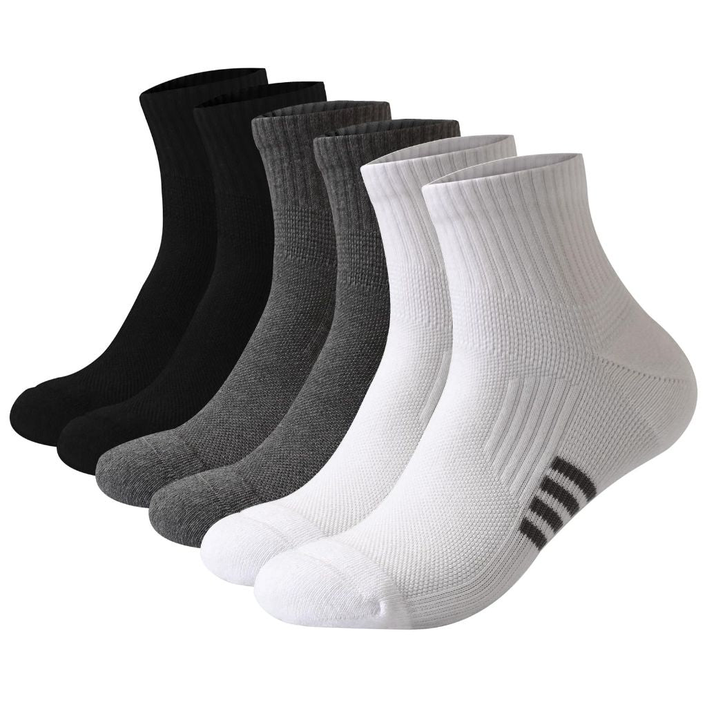 Wildarms Men's Full Support Sports Socks - Black/Gray/White, Size 8-10