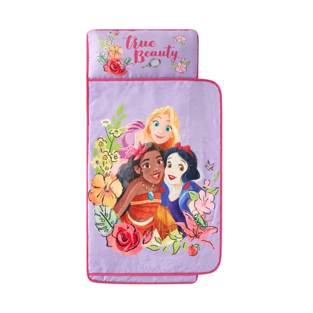Disney Princess Toddler Quilted Nap Mat with Built-in Blanket & Pillow, 20" W x 46" L