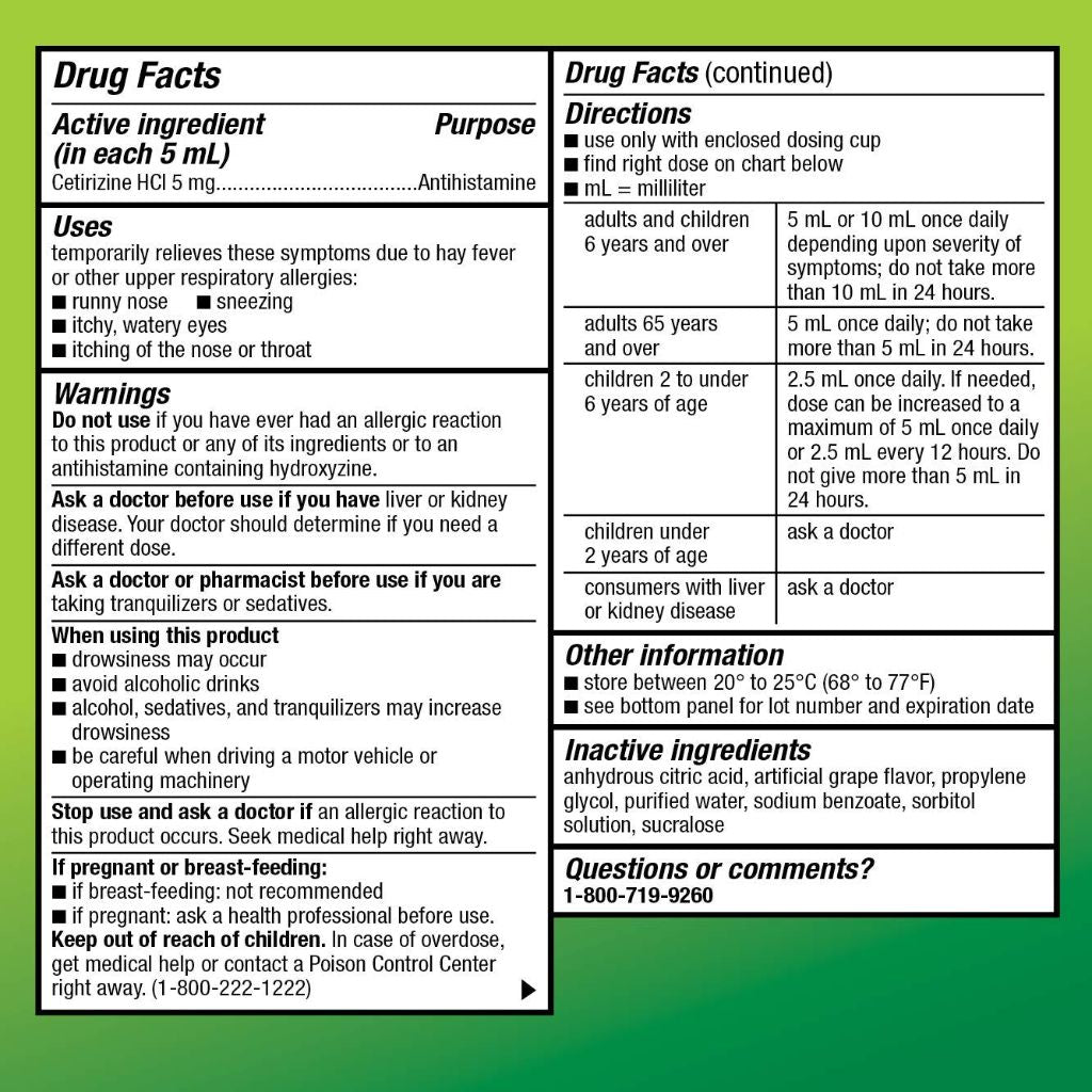 Amazon Basic Care 24 Hour Allergy Relief for Children 2 & Up, Dye-Free - Grape, 8 fl. oz.