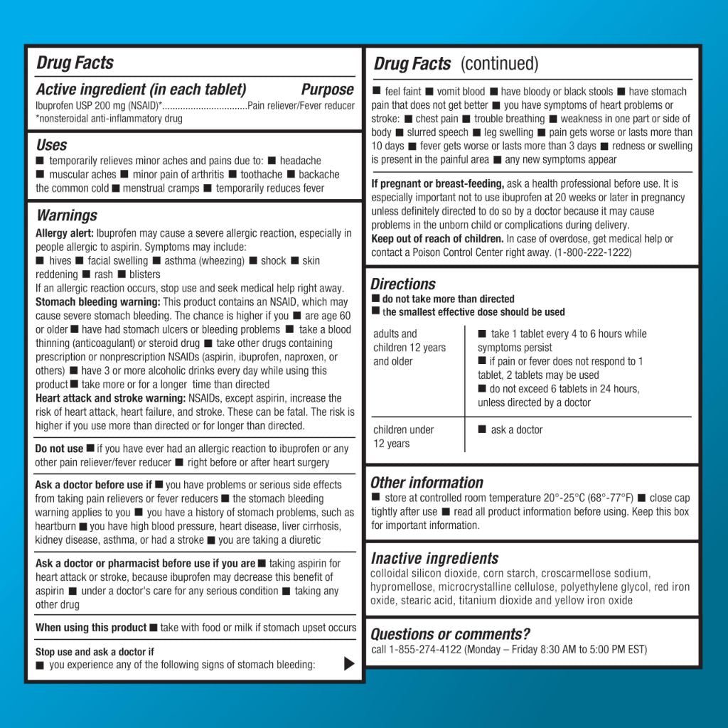 Amazon Basic Care Ibuprofen Tablets USP 200mg (NSAID) - 1,000ct.