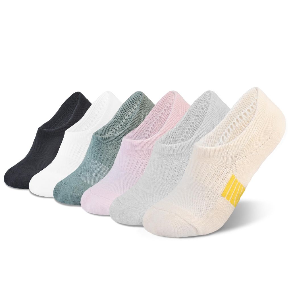 Marchare Women's No Show Low Cut Cushioned Socks - Multi Color, Size 5-8 (6 Pair)