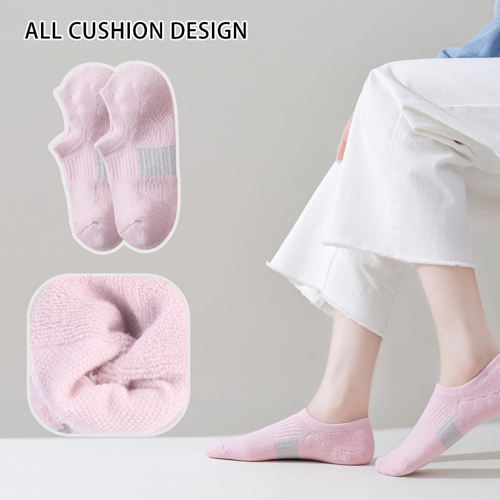 Marchare Women's No Show Low Cut Cushioned Socks - Multi Color, Size 5-8 (6 Pair)